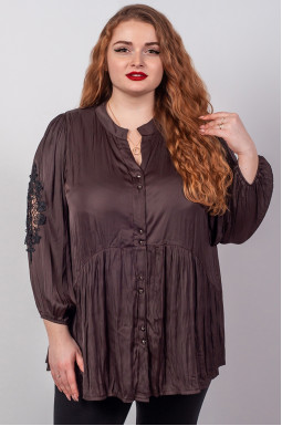Туніка з фактурної тканини та з мереживом на рукавах великих розмірів