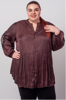 Туніка з фактурної тканини та з мереживом на рукавах великих розмірів