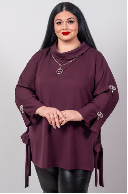 Туніка з декоративними рукавами та боковими зав’язками великих розмірів