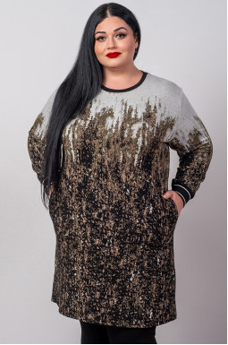 Туніка з дрібної в’язки з абстрактним візерунком великих розмірів