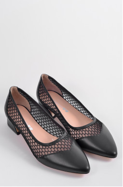 Элегантные туфли-лодочки черного цвета с текстурным верхом больших размеров