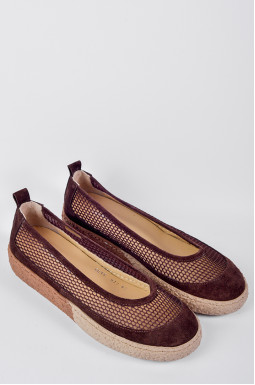 Туфлі з комбінацією замші та фактурної сітки великих розмірів