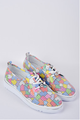 Туфлі спортивні шкіряні з багатокольоровим верхом великих розмірів