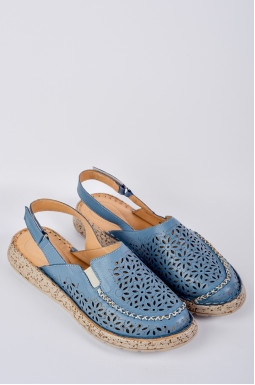 Туфлі з квітковим вирізним орнаментом в кольорі денім великих розмірів
