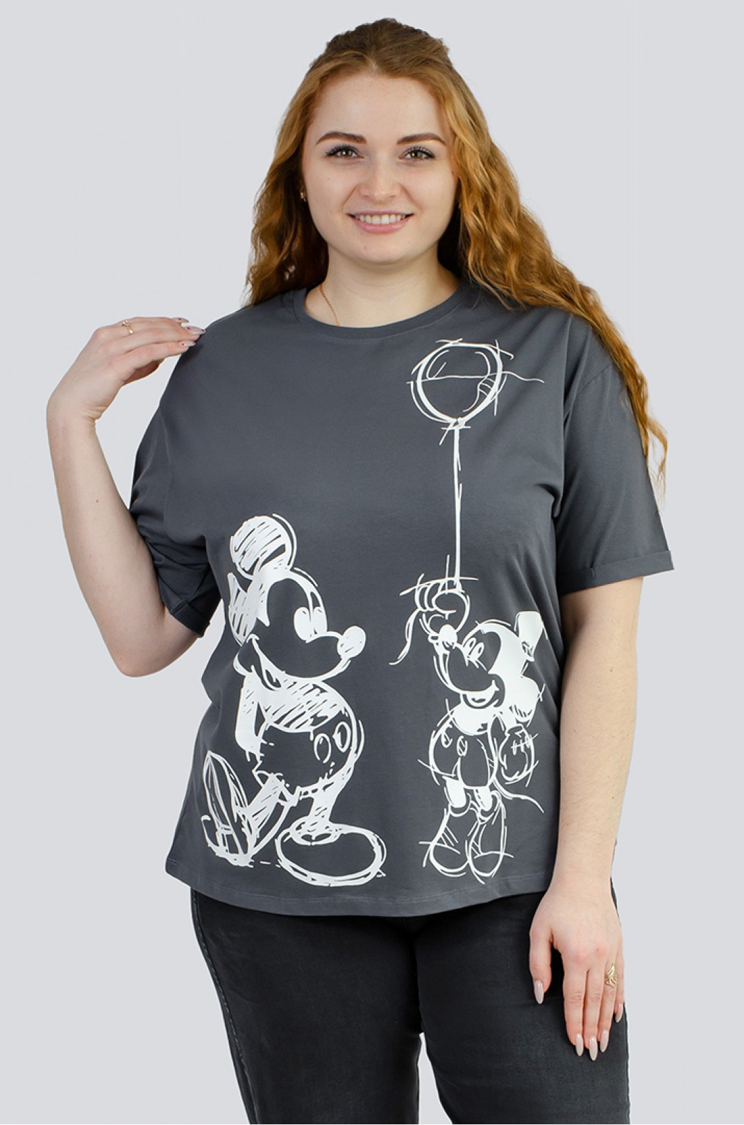 Комплект из 2-х футболок с принтом микки маус больших размеров