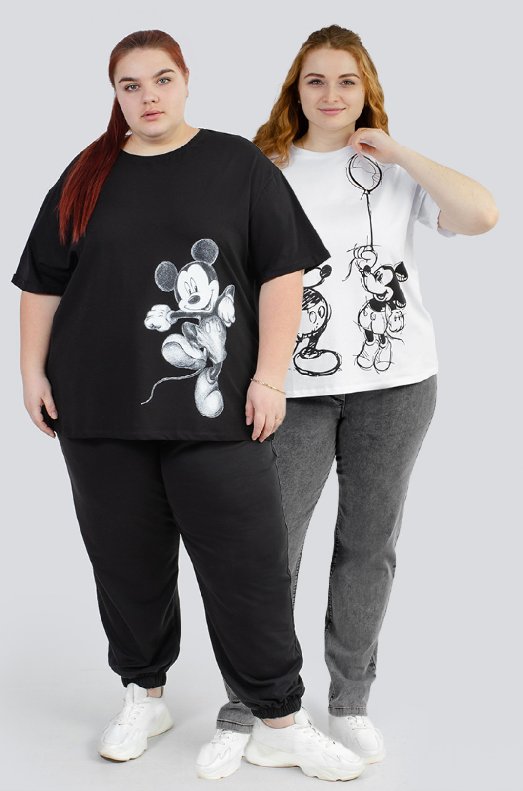 Комплект з 2-х футболок з принтом міккі маус великих розмірів