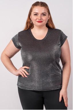 Футболка короткая с деликатным переливом больших размеров