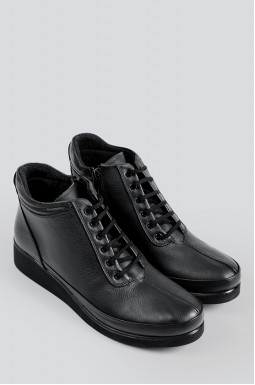 Ботинки кожаные черные со шнурками больших размеров