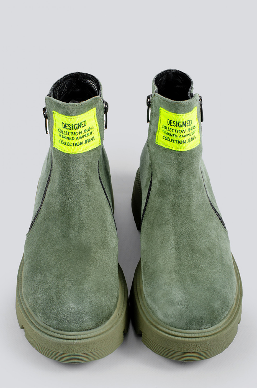 Замшевые ботинки в зеленом цвете больших размеров