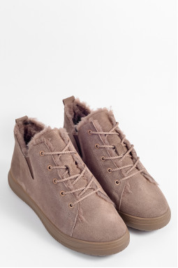 Зимові замшеві черевики кольору мокко великих розмірів