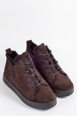 Зимові замшеві черевики кольору шоколад великих розмірів