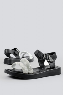 Ніжні чорно-сріблясті сандалі великих розмірів