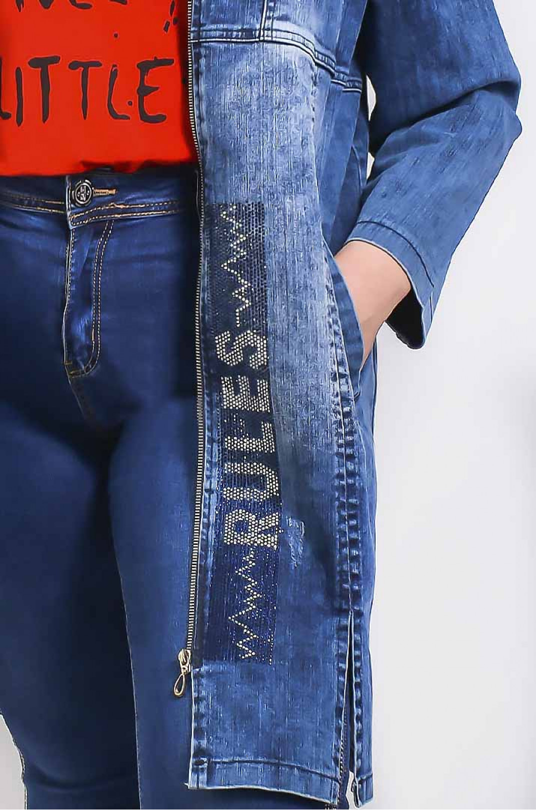 Куртка джинсовая удлиненная батал