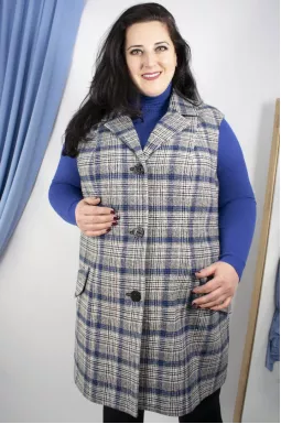 Жилет у клітинку подовжений батал