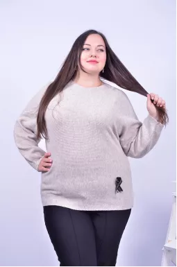 Джемпер з аксесуаром батал