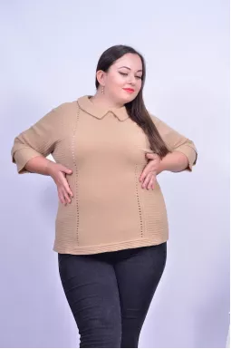 Джемпер вовняний з відкладним коміром батал