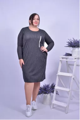 Платье повседневное в полоску батал