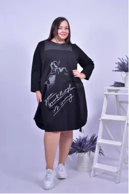 Платье повседневное трикотажное батал