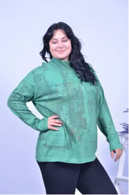 Джемпер з принтом батал