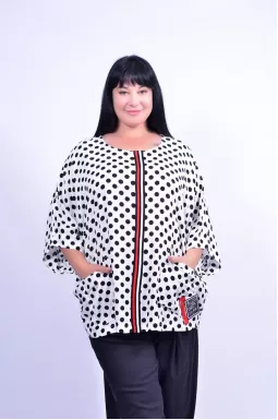 Блуза подовжена в горох батал