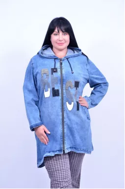 Кардиган джинс з капюшоном