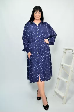 Платье-туника с длинным рукавом и поясом супер батал