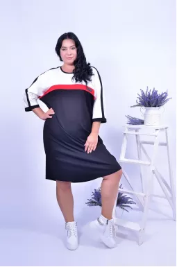 Платье повседневная с полоской батал