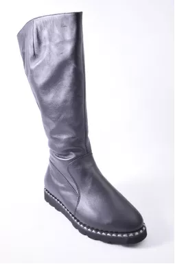 Чоботи зимові шкіряні з декорованою підошвою великих розмірів