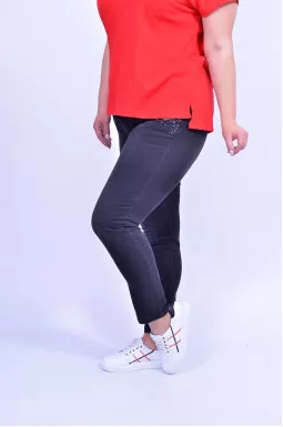 Джинсы декорированы блестками с поясом 7/8