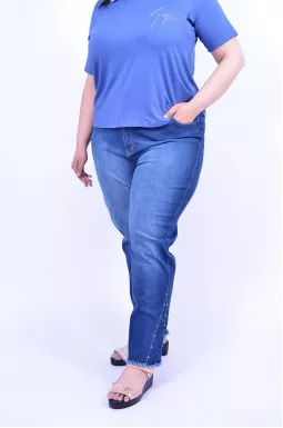 Джинси широкі з декором супер батал