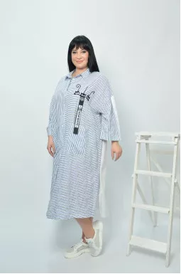 Платье-рубашка длинное батал