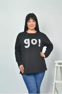 Лонгслів з  декором батал