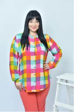 Туніка коротка сорочка в клетку супер батал