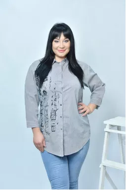 Стильна сорочка в смужку батал