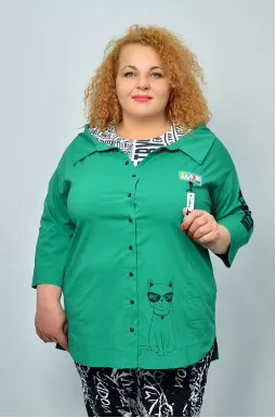 Стильна сорочка з принтом батал