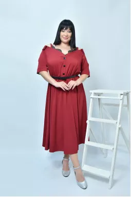 Сарафан-платье с поясом батал