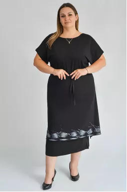 Чорна плахта з абстрактним орнаментом великих розмірів