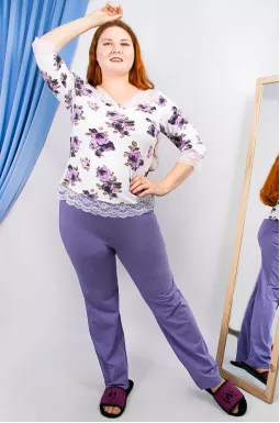 Ночная пижама с кружевом батал