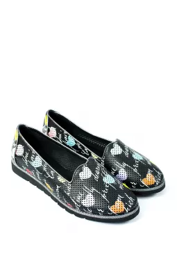 Кожаные балетки с рисунками больших размеров