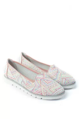 Кожаные балетки с ярким принтом больших размеров