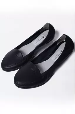 Темно-синие кожаные балетки больших размеров