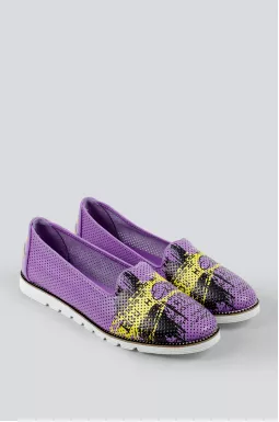 Балетки фиолетовые с перфорацией больших размеров