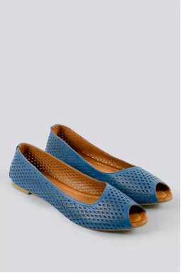 Балетки с перфорацией в цвете деним больших размеров