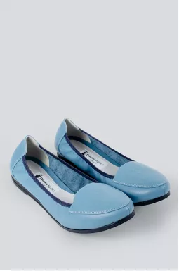 Балетки кольору денім на широкі ніжки великих розмірів