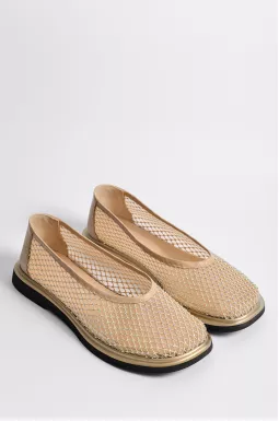 Балетки цвета мокко с сеткой и стразами больших размеров