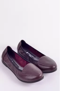 Кожаные балетки в цвете бордо больших размеров