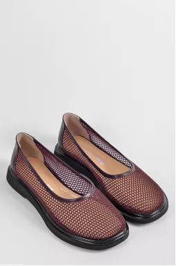 Балетки в шоколадному відтінку з фактурною сіткою великих розмірів