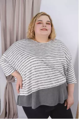 Блуза повсякденна в смужку супер батал