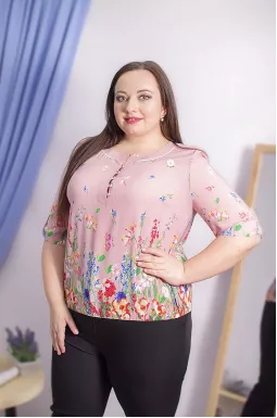 Блуза с цветочным принтом батал