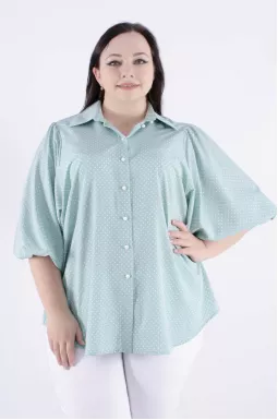 Блуза довга в горох супер батал